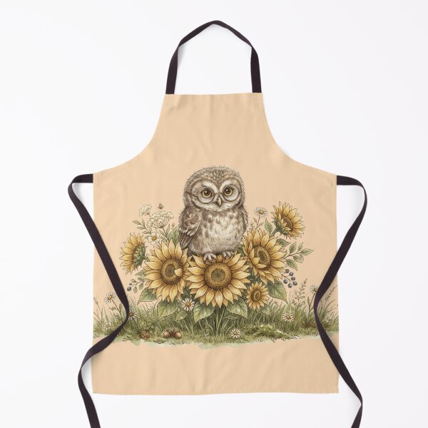 Item preview, Cute Watercolor Owl with Glasses Perched on Sunflowers Art designed and sold by BreezifyDesignStudio.
