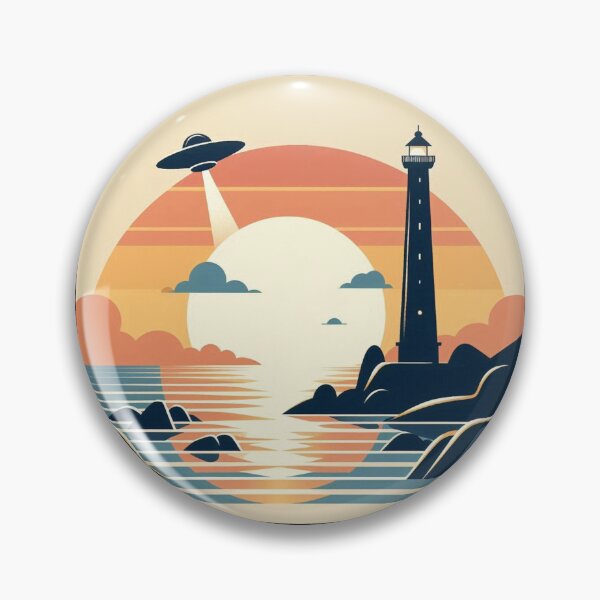 Item preview, Sunset Lighthouse – UFO Coastal Encounter designed and sold by Dogandesighn.