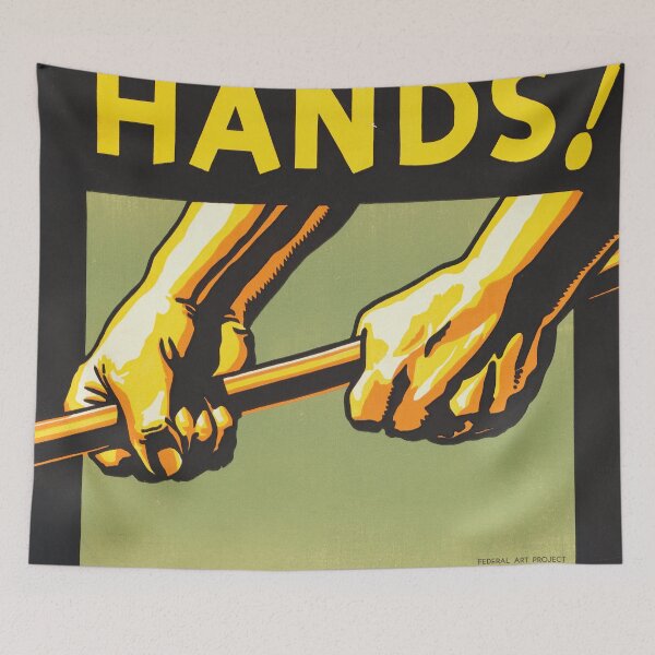 Item preview, Vintage WPA Poster | Protect Your Hands Workplace Safety Art | Federal Art Project Print | Bold Graphic Labor History designed and sold by artofuniverse.