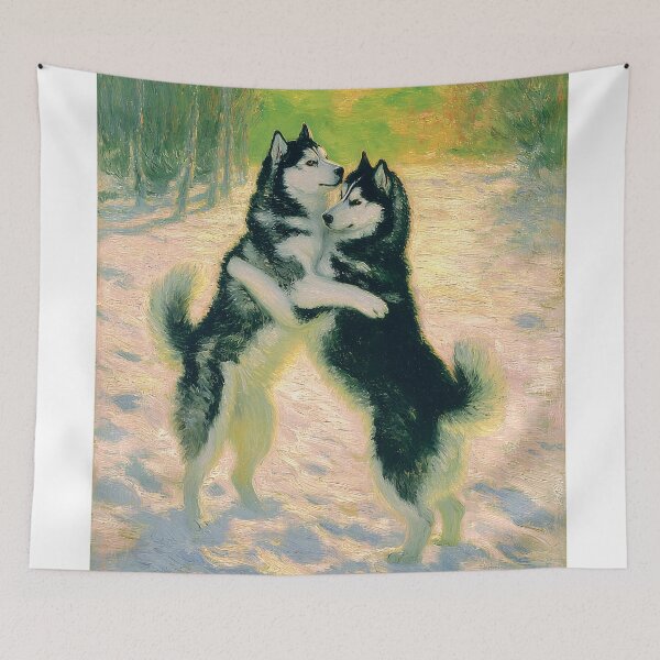 Item preview, embracing Huskies in Snowy Forest designed and sold by lautir.