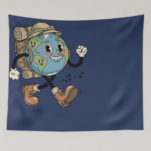 Item preview, Retro World Traveler Globe Hiking Adventure designed and sold by d247.