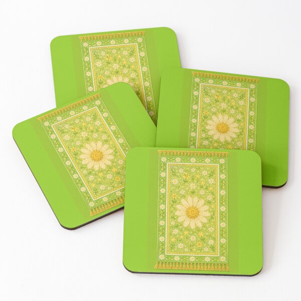 Item preview, green Cottage Daisy rug- Meadow Hill Inspired Floral designed and sold by Christina Lumenara.