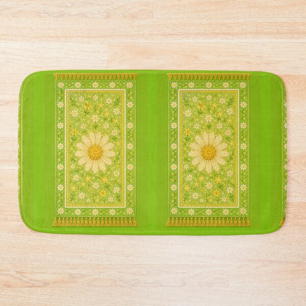 Item preview, green Cottage Daisy rug- Meadow Hill Inspired Floral designed and sold by Christina Lumenara.