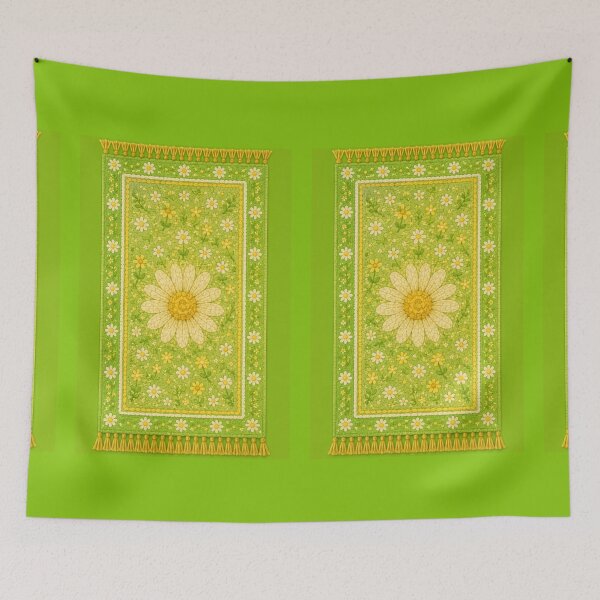 Item preview, green Cottage Daisy rug- Meadow Hill Inspired Floral designed and sold by Christina Lumenara.