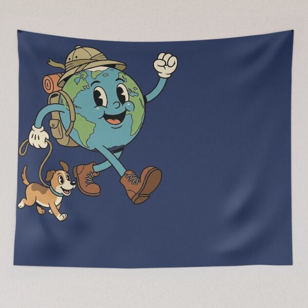 Item preview, Retro Earth Explorer Walking Dog Adventure designed and sold by d247.
