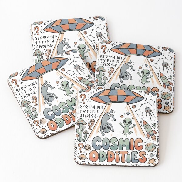 Item preview, Retro Cosmic Oddities – 70s Psychedelic Alien Doodle Art designed and sold by HornbillDesign.