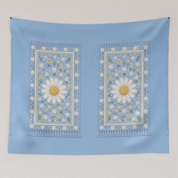 Item preview, Blue Cottage Daisy rug- Meadow Hill Inspired Floral designed and sold by Christina Lumenara.