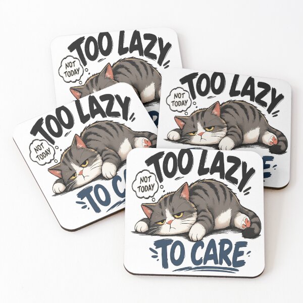 Item preview, Too Lazy to Care – Funny Lazy Cat designed and sold by Dusk & Dawn Apparel.