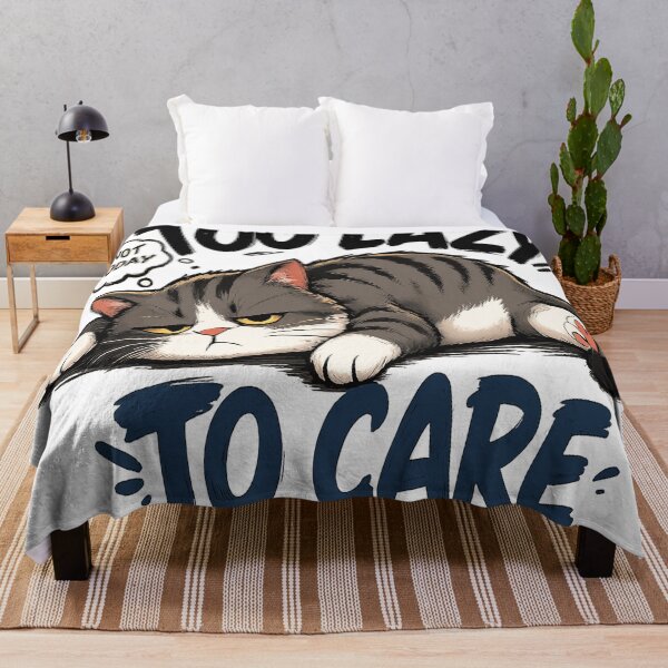 Item preview, Too Lazy to Care – Funny Lazy Cat designed and sold by Dusk & Dawn Apparel.