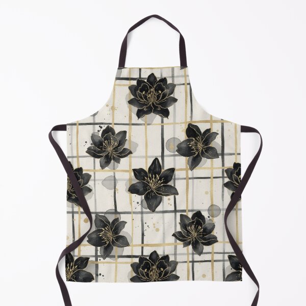 Item preview, Gothic Black Lilies and Gold Plaid Pattern designed and sold by wissal.studio.
