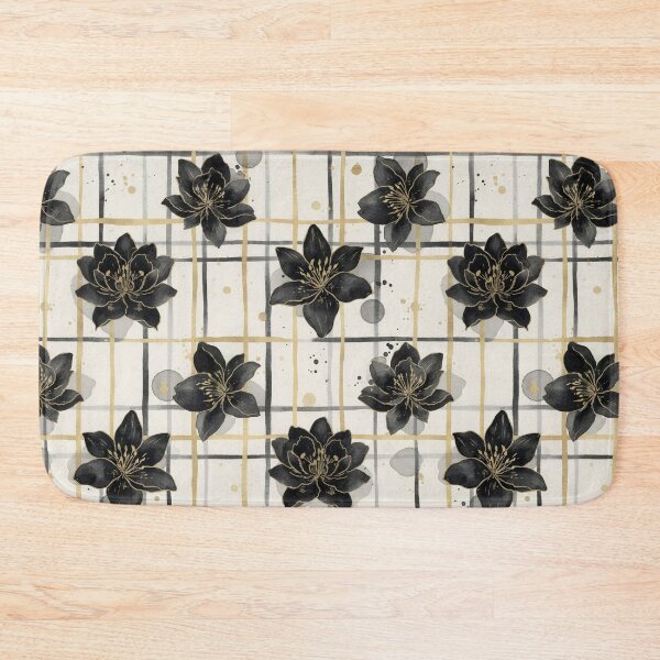 Item preview, ​Gothic Black Lilies and Gold Plaid Pattern  designed and sold by wissal.studio.