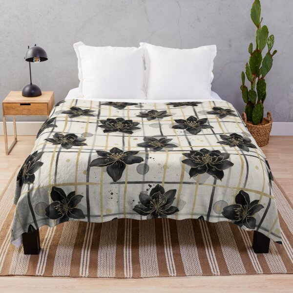 Item preview, ​Gothic Black Lilies and Gold Plaid Pattern  designed and sold by Thewissal.