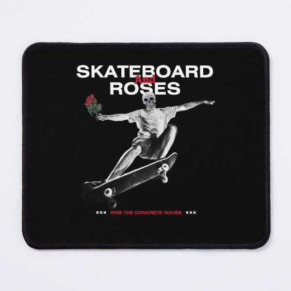 Item preview, Skull Skateboarder with Roses - And Ride The Concrete Waves Dark Streetwear designed and sold by PrimalBeastLab.