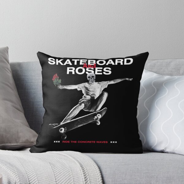 Item preview, Skull Skateboarder with Roses - And Ride The Concrete Waves Dark Streetwear designed and sold by PrimalBeastLab.