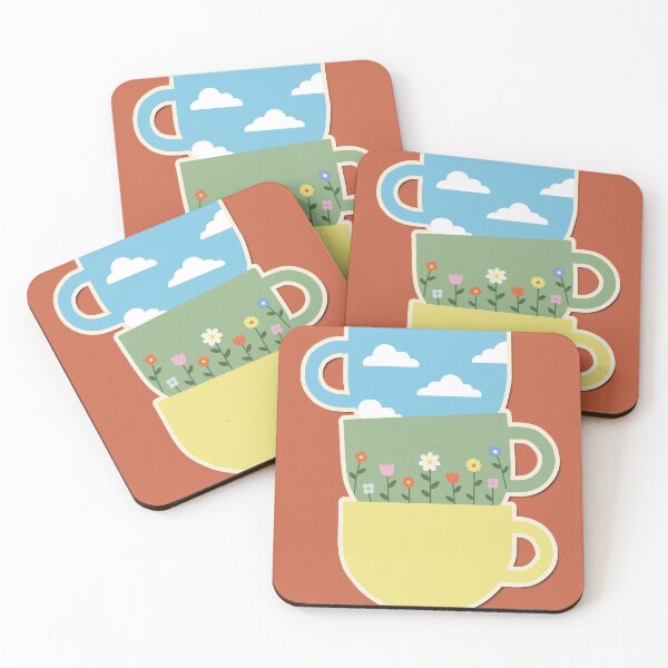 Item preview, Cozy Stacked Coffee Mugs - Retro Terracotta Pastel Art Poster designed and sold by AliAltinelArt.