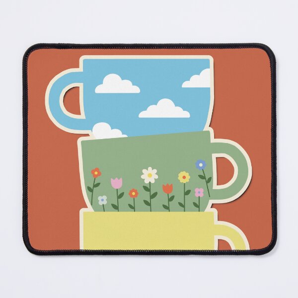 Item preview, Cozy Stacked Coffee Mugs - Retro Terracotta Pastel Art Poster designed and sold by AliAltinelArt.