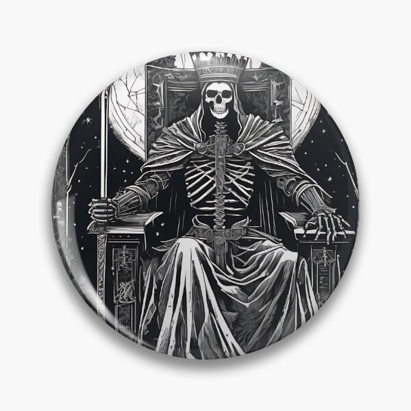 Item preview, Lich King Skeleton Emperor Bone Throne Tarot Woodcut designed and sold by DarkOriginArts.