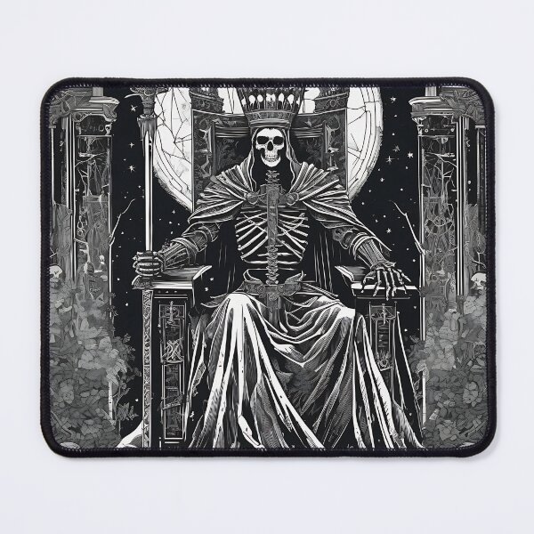 Item preview, Lich King Skeleton Emperor Bone Throne Tarot Woodcut designed and sold by DarkOriginArts.
