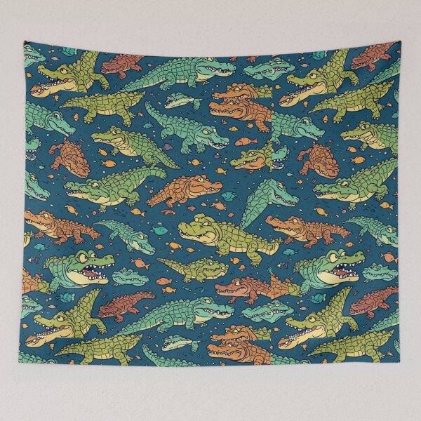 Item preview, Whimsical Crocodile Swamp Wildlife Art designed and sold by dcohea.