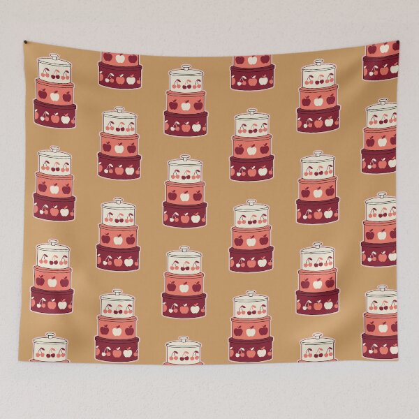 Item preview, Vintage Retro Enamel Cooking Pots - Cute Cherry Apple Kitchen Art designed and sold by AliAltinelArt.