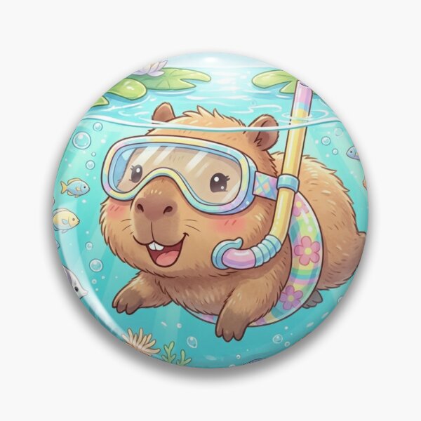 Item preview, Cute Tropical Capybara Snorkeling Cartoon. designed and sold by MyshopnameSell.