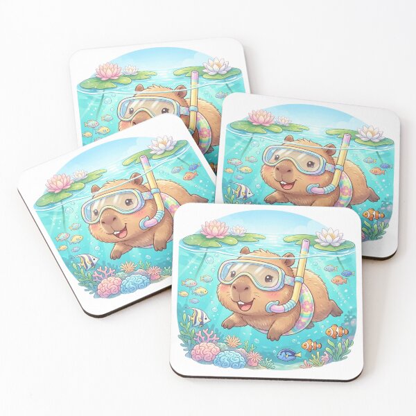 Item preview, Cute Tropical Capybara Snorkeling Cartoon. designed and sold by MyshopnameSell.