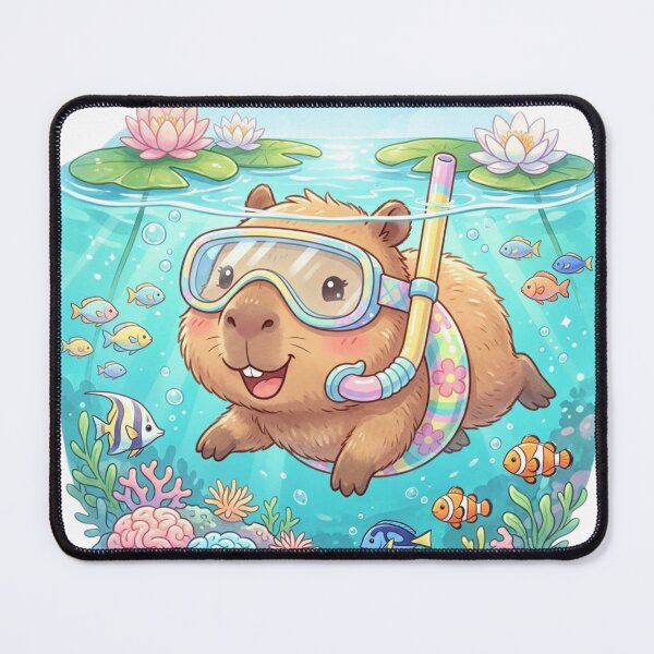 Item preview, Cute Tropical Capybara Snorkeling Cartoon. designed and sold by MyshopnameSell.