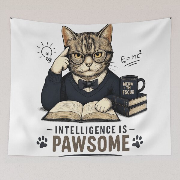 Item preview, Intelligence Is Pawsome – Smart Cat designed and sold by Dusk & Dawn Apparel.
