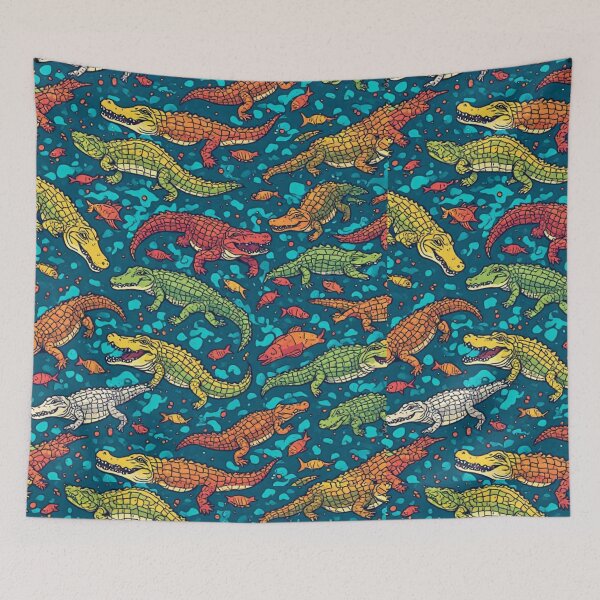 Item preview, Whimsical Crocodile Swamp Wildlife Art designed and sold by dcohea.