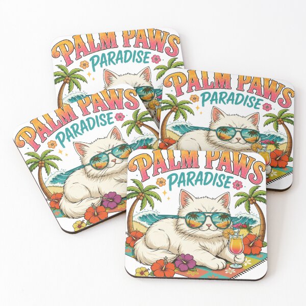 Item preview, Palm Paws Paradise Cat Shirt | Funny Summer Cat Tee | Tropical Vacation Kitty Design designed and sold by bazstees54.