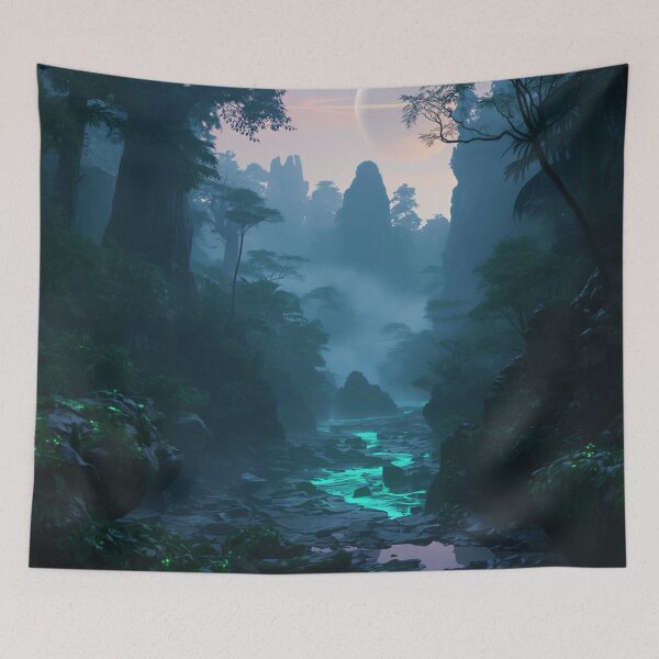 Item preview, Photorealistic Alien Rainforest Basin Fantasy Landscape designed and sold by Luminous Wilds.