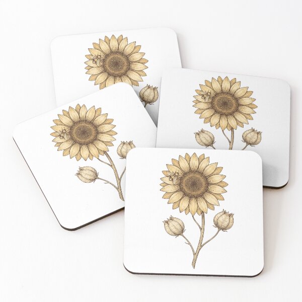 Item preview, Vintage Sunflower with Bee — Botanical Engraving Style Illustration designed and sold by Ortsas.