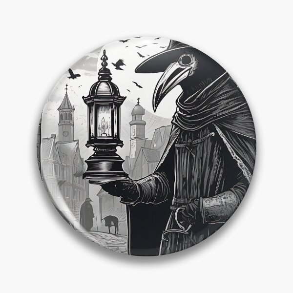 Item preview, Plague Doctor Vintage Lantern Medieval Steampunk Woodcut designed and sold by DarkOriginArts.