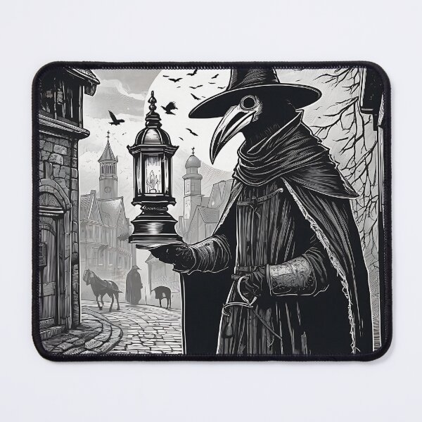 Item preview, Plague Doctor Vintage Lantern Medieval Steampunk Woodcut designed and sold by DarkOriginArts.