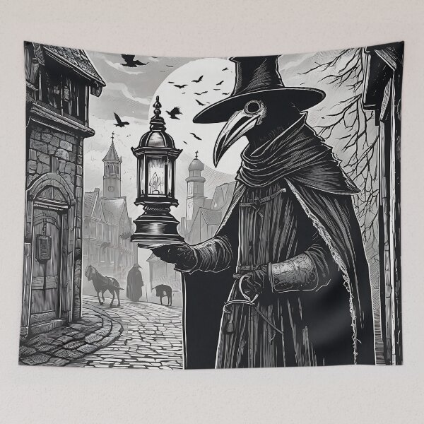 Item preview, Plague Doctor Vintage Lantern Medieval Steampunk Woodcut designed and sold by DarkOriginArts.