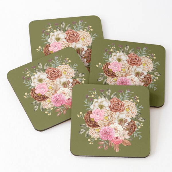 Item preview, Pink, Beige and Brown Floral Arrangement  on olive designed and sold by Sage2026.