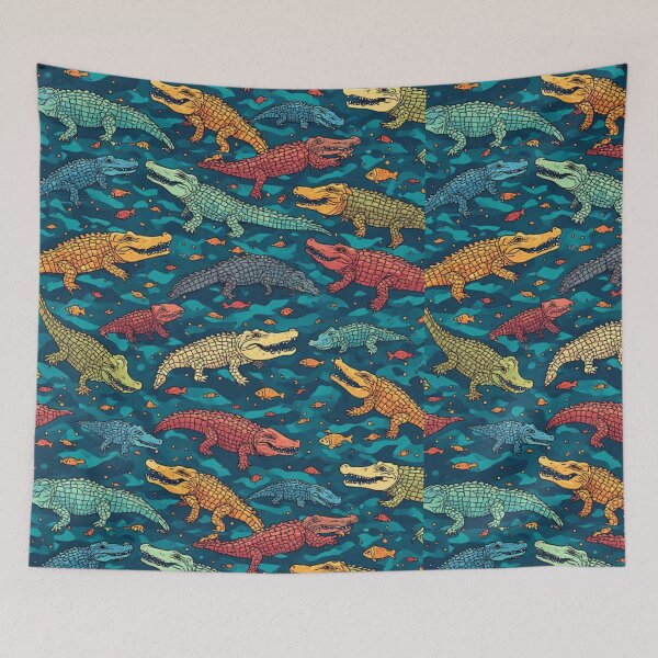 Item preview, Whimsical Crocodile Swamp Wildlife Art designed and sold by dcohea.