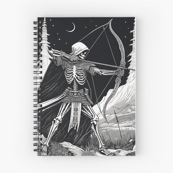 Item preview, Skeleton Archer Undead Huntsman Bow Woodcut Tarot designed and sold by DarkOriginArts.
