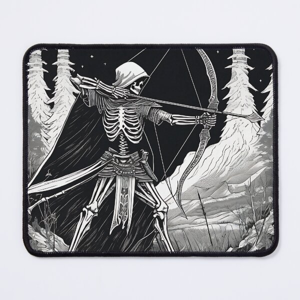 Item preview, Skeleton Archer Undead Huntsman Bow Woodcut Tarot designed and sold by DarkOriginArts.