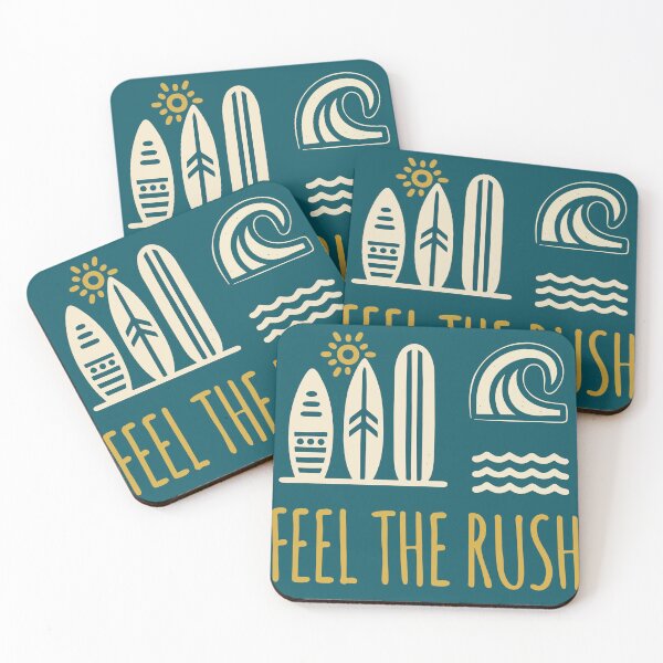 Item preview, Feel The Rush Retro Surfboards and Ocean Waves Summer Surfing Graphic designed and sold by WormJ.