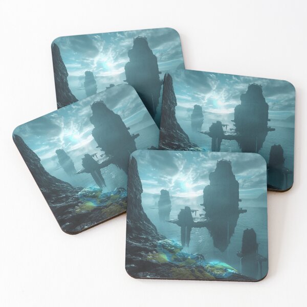 Item preview, Floating Cliff Archipelago Sci-Fi Fantasy Landscape designed and sold by Luminous Wilds.