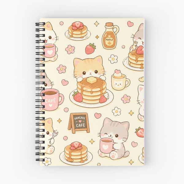 Item preview, Cozy Kitty Pancake Coffee Kawaii Pattern designed and sold by Soft Berry Studio.