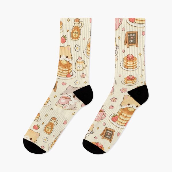 Item preview, Cozy Kitty Pancake Coffee Kawaii Pattern designed and sold by Soft Berry Studio.