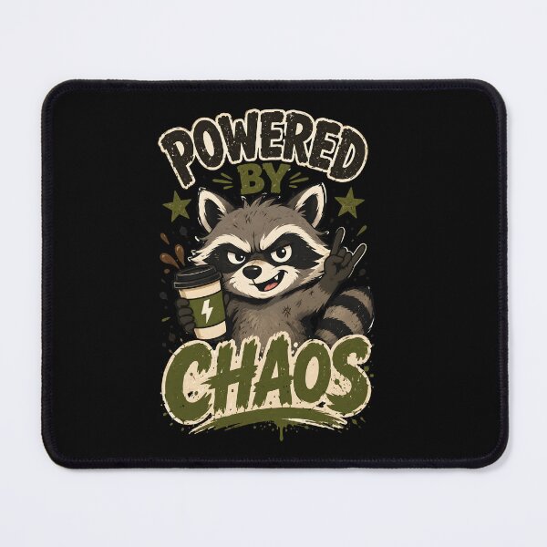 Item preview, Powered By Chaos Raccoon Coffee Funny designed and sold by Mr Lee.