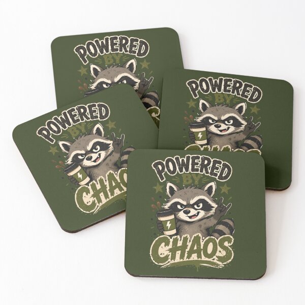 Item preview, Powered By Chaos Raccoon Coffee Funny designed and sold by Mr Lee.