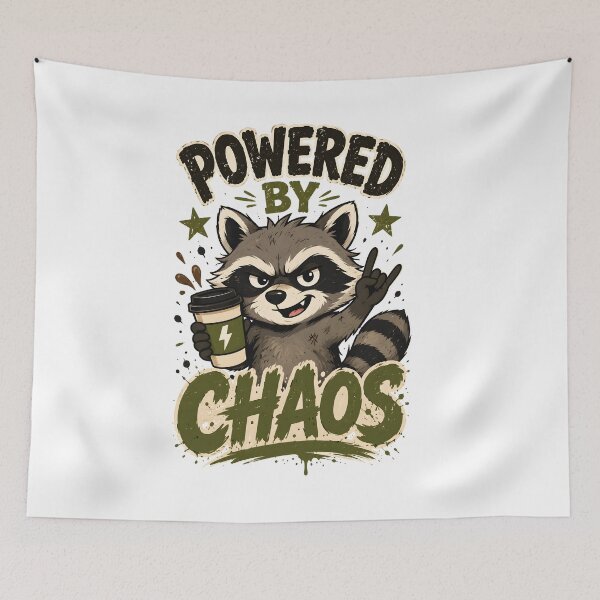 Item preview, Powered By Chaos Raccoon Coffee Funny designed and sold by Mr Lee.