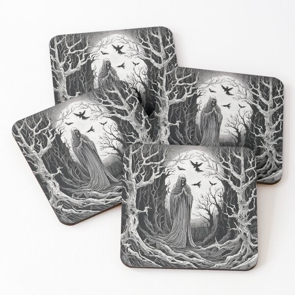 Item preview, Banshee Grim Reaper Screaming Phantom Forest Woodcut designed and sold by DarkOriginArts.