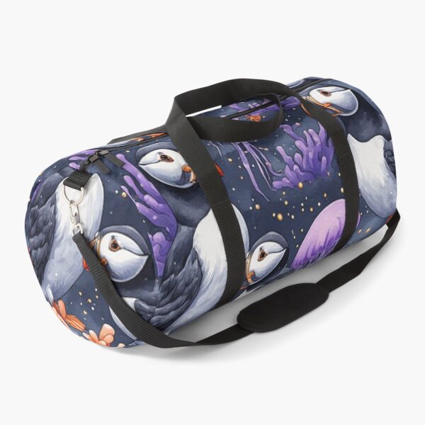 Item preview, Whimsical Ocean Puffin and Jellyfish Reef Pattern designed and sold by dcohea.
