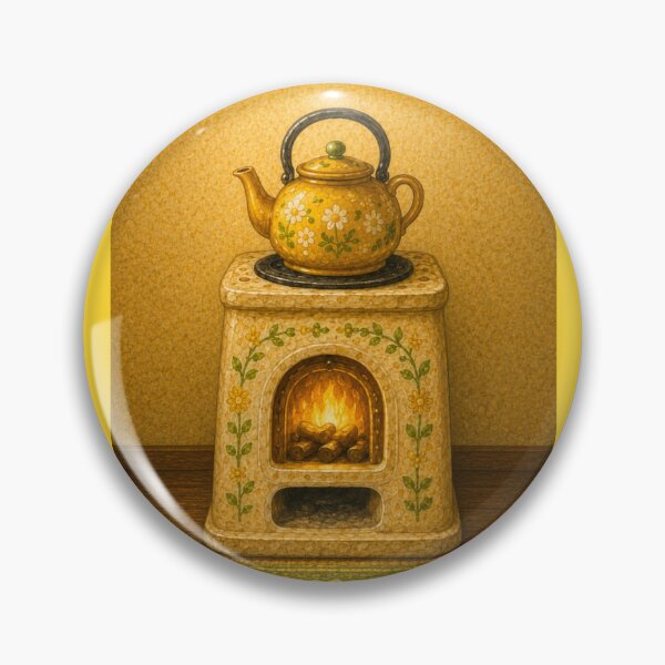 Item preview, Yellow Cottage Daisy stove kettle- Meadow Hill Inspired Floral designed and sold by Christina Lumenara.