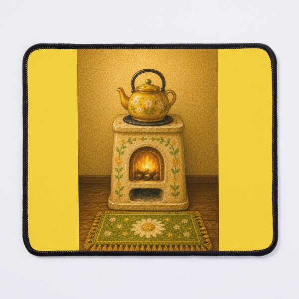 Item preview, Yellow Cottage Daisy stove kettle- Meadow Hill Inspired Floral designed and sold by Christina Lumenara.